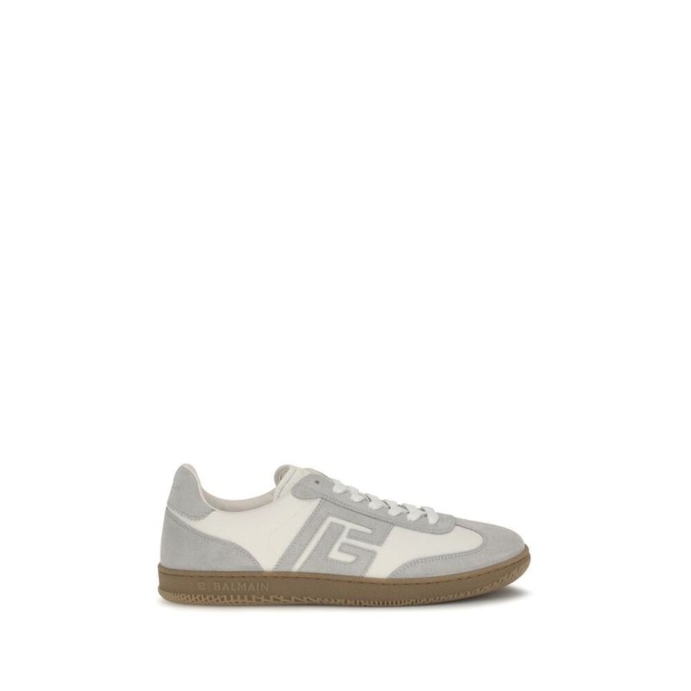 Balmain White Calf Leather Bos Taurus Athletic Men's Sneakers